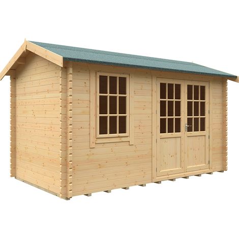 14x8w The Henley Plus 44mm Cabin - L415 x W235 x H262.3 cm - Solid Wood/Softwood/Pine - Natural