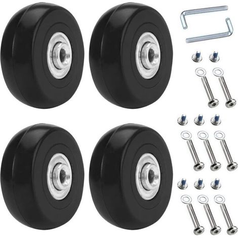 50 x18mm Roues Valise Universelle De Rechange pour Bagages 4 pièces,Caoutchouc Métal Valise Kit pour Valise,Chariot à Main,Poussette (1/4)