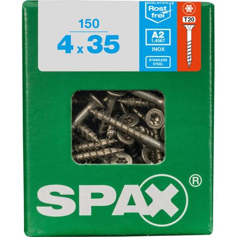 Spax Universalschrauben 4.0 x 35 mm TX 20 Senkkopf - 150 Stück Edelstahl Holzschrauben