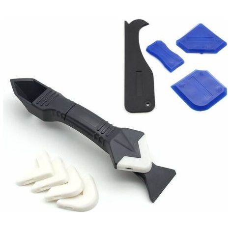 9 Pièces Kit Joint Silicone, Finition Joint Silicone/Outil Silicone/Lisseur Silicone 3 en 1, Lisseur Mastic/Lissage Joint Silicone/Raclette Joint Silicone pour Salle de Bain Cuisine