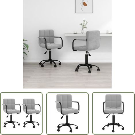 The Living Store Chaises pivotantes à manger lot de 2 gris clair velours - Chaise De Salle À Manger - Chaise Pivotante - Chaise Velours - Chaise Ergonomique - Fauteuil De Salle À Manger (1/5)
