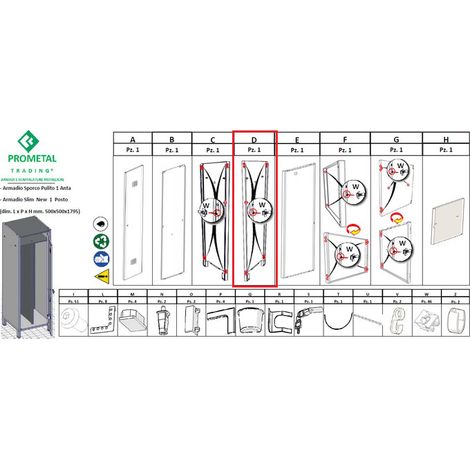 R FIANCO DX X ARMADIO SPORCO/PULITO 1 ANTA 50X50XH179 CM KIT