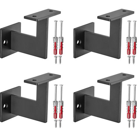 SOTECH Handlaufhalter PULSE 90° Stahl schwarz pulverbeschichtet 63 x 81 x 78 mm Geländerhalter flach Halter für Treppengeländer, 4er Set