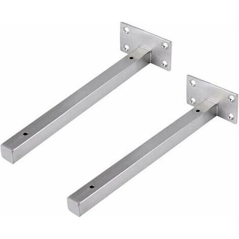 Supports étagère murale flottants 25cm – Acier inoxydable argent – Charge maximale 30kg – Fixation invisible – Lot de 2 (1/5)