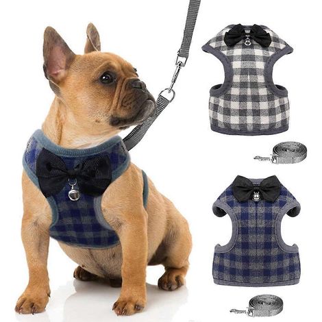 2 sangles de poitrine pour animaux de compagnie, harnais pour chien avec nœud papillon, corde de traction pour animaux de compagnie - M (1/5)