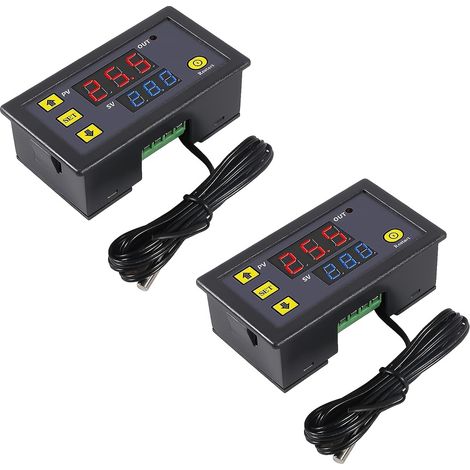 Contrôleur de température DC 12V, lot de 2, contrôleur de température à affichage LED, adapté aux aquariums, serres et incubateurs. (1/5)