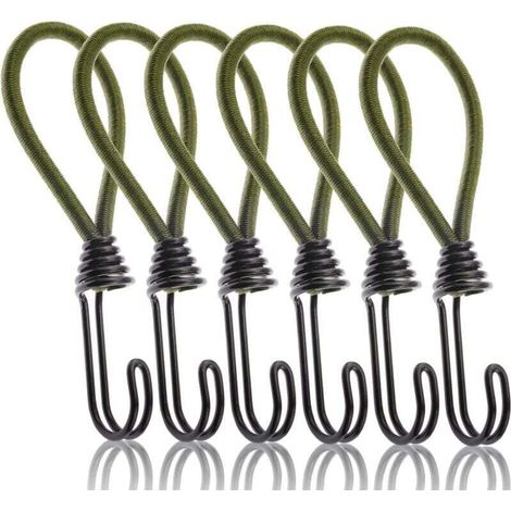 Confezione da 6 corde elastiche con ganci, corda elastica con ganci in metallo per fissare teloni da esterno, lucchetto per carico moto (1/4)