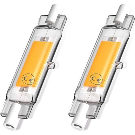 5W R7s 78MM Ampoule LED de J78 COB filament, 500 lumens 360 degrés, ampoule halogène 30W 48W 50W équivalent, parfait pour maison, cuisine, pièce, balcon, bureau etc(2pcs, Lumière du jour 4000K) [Class (1/5)