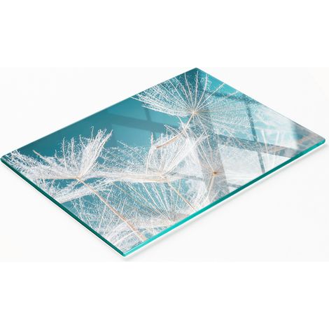 Tabla de madera templada multifuncional decorativa para cocina con diseño de dientes de león, 80x52 cm. (1/5)