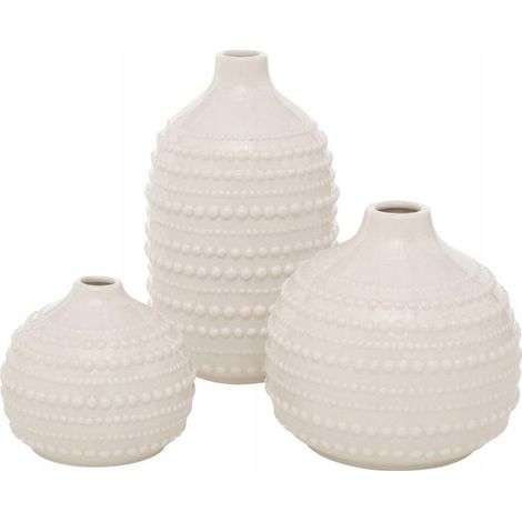 Boltze Meruna Set di 3 Vasi Decorativi in Porcellana Bianca