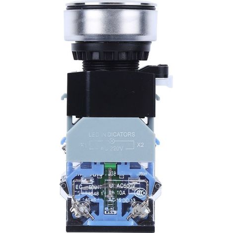 Interrupteur à bouton-poussoir à lumière bleue, diamètre d'installation de 30mm, fournitures industrielles GQ38 AC220V (autobloquant) (1/4)