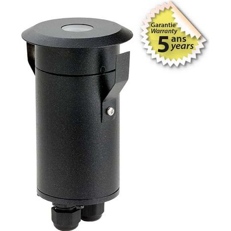Spot LED Encastrable Sol 1,6W 165lm 30° Ø78mm Étanche IP67 IK09 Rond Noir - Blanc Chaud 2900K percage Ø67mm (1/2)