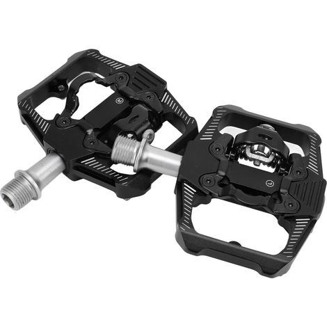 Multifunktionale Fahrradpedale, flache Klickpedale, 3 abgedichtete Lager, SPD-kompatibel für Mountainbikes, schwarz (1/5)