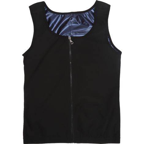 Gilet d'entraînement homme bleu, fermeture éclair intérieure, sèche-rapide, gaine de taille, débardeur compressif pour sport. (1/5)