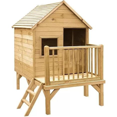 SOULET - Caseta Infantil de Madera Tratada Elevada sobre Pilotes Winny 175x151x210 cm - Casita de Juego Elevada para Niños - Cabaña de Madera para Jardín - Fácil Montaje - Segura y Resistente (1/5)