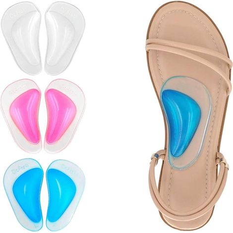 3 paires de semelles orthopédiques pour pieds plats, semelles en gel pour fasciite plantaire, coussinets adhésifs pour la voûte plantaire (1/5)