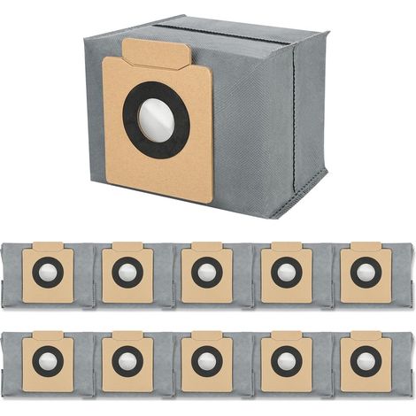 Lot de 10 Sacs à Poussière de Rechange, Compatibles avec les Aspirateurs Robots X8 Pro/X10 Pro Omni, Accessoires de Remplacement pour Sacs à Poussière Grande Capacité (1/5)