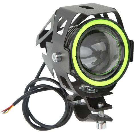 30-W-LED-Motorradscheinwerfer mit Angel-Eye-Doppeloptik, Abblend- und Fernlicht, IP68 wasserdicht, universell 12–60 V, grüne Fahrleuchte (1/5)
