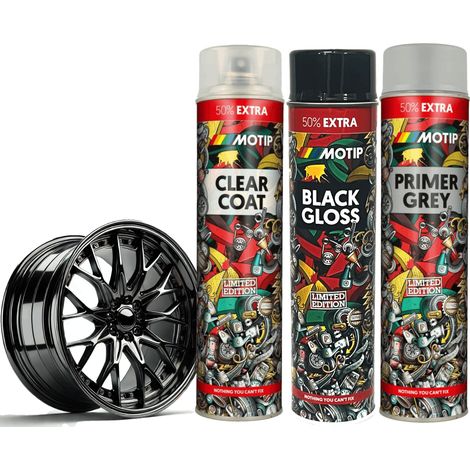 Kit per la lucidatura dei cerchi, nero lucido, nero intenso, 3 flaconi spray da 600 ml (1/4)