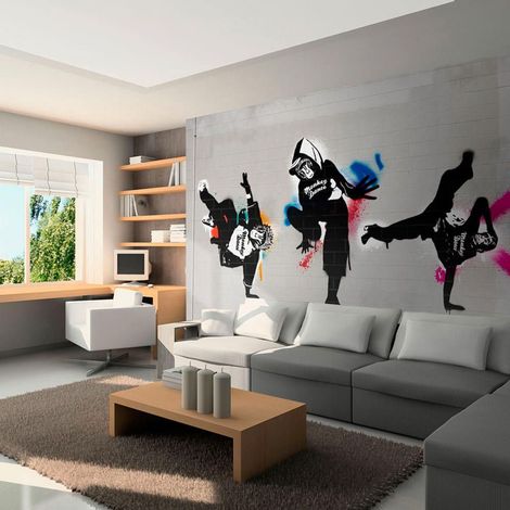 Papier peint art de rue de danse de singe - 250 x 193 cm (1/4)