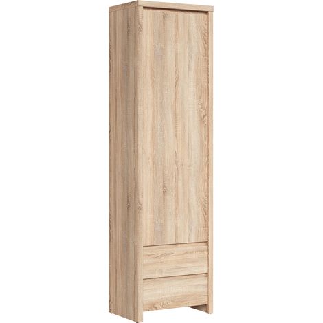 Armoire colonne 1 porte 2 tiroirs Soren Bois (1/4)