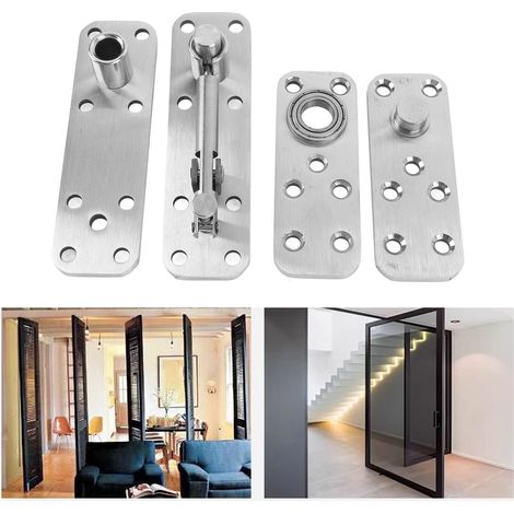 Charnière de porte invisible argentée brossée, charnière de porte robuste, charnière pivotante supportant une charge de 600 livres, rotation silencieuse à 360°, convient aux portes invisibles ou aux p (1/5)