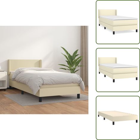 Boxspringbett mit Matratze Creme 100x200 cm Kunstleder - Boxspringbett - Betten - Doppelbett - Cremefarbenes Bett - Kunstlederbett (1/5)