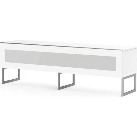 Meuble TV verre infrarouge et mélaminé blanc pieds métal Napoli 160 cm (1/5)