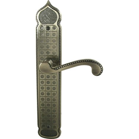 DT 2000 632310 Poignée de porte sur plaque sésame zamak vieil sans trou Argent