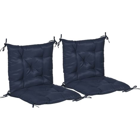 Set di 2 cuscini per sedia 98 x 50 x 8 cm blu scuro con lacci di fissaggio, poliestere HOMVRA (1/4)
