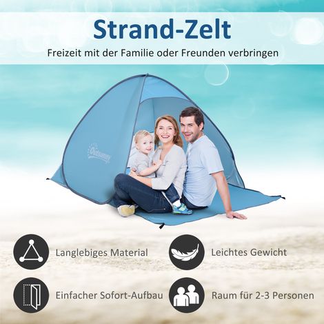 Tente pliante Outsunny, abri de plage et camping en polyester, 200 x 150 x 119 cm, bleu