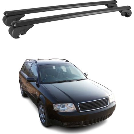 OMAC Aluminium Dachträger Querträger für Audi A6 C4 4A C5 4B Avant Allroad 1994-2005 – TÜV / DIN 75302:2019 – Abschließbar – Max. 75 kg – 2 Stangen Schwarz (1/5)