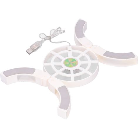 DRS04 Support de Refroidissement pour Ordinateur Portable, Base Lumineuse USB, Ventilateur Pliable, Blanc (1/5)
