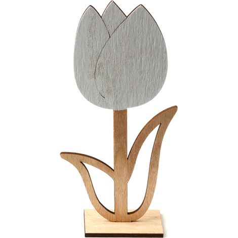 pièce Ornement de Pâques en bois naturel creux, petite tulipe solide, cadeau de table pour les fêtes, les mariages et la décoration intérieure (1/5)