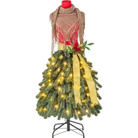 Arbol de navidad artificial con apariencia de maniqui de sastre bufanda removible y frutos rojos (1/5)
