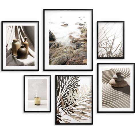 Lot de 6 posters muraux XXL pour salon – Style bohème scandinave – Papier photo 240g – Impression écologique et couleurs intenses