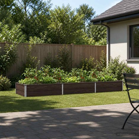 vidaXL Cama de Jardín Elevada Negro 240 x 80 x 24 cm (1/5)