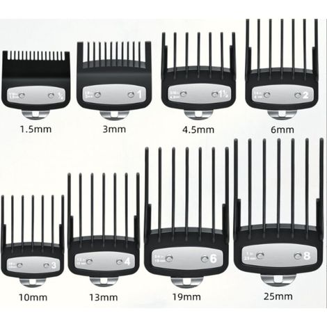 Aufsätze für Wahl Haarschneidemaschinen: Kamm, Metallclip, 8 Schnittlängen