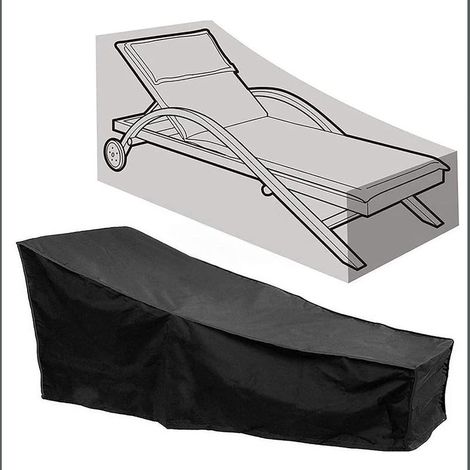 Housse de Chaise extérieur Couverture Housse de Protection Longue Respirante Imperméable 210D Tissu Oxford pour Chaise Longue Bache Transat Sunlounger 200×70×40×75 cm,noir