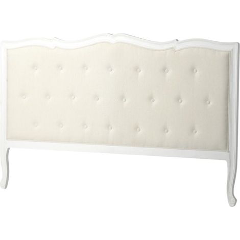 M&S – Tête de lit 180 cm en bois de bayur blanc cassé – Revêtement tissu Murano – Style scandinave – Hauteur 112 cm – Largeur 116 cm (1/2)