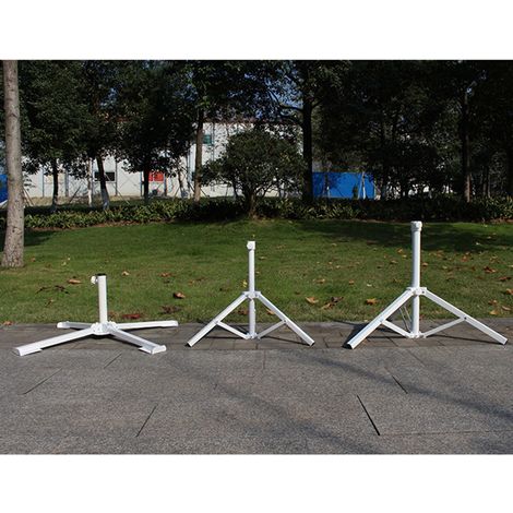Parasol de plage publicitaire d'extérieur, support de parasol à quatre pieds, structure de parasol pliable et portable, support de parasol en croix, blanc. (1/5)