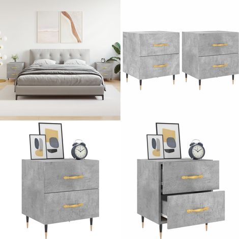Nachttische 2 Stk. Betongrau 40x35x47,5 cm Holzwerkstoff - Beton Grau Nachttisch - Wohnzimmer Möbel - Schlafzimmermöbel - Kommode - Nighstand - Home & Living (1/5)