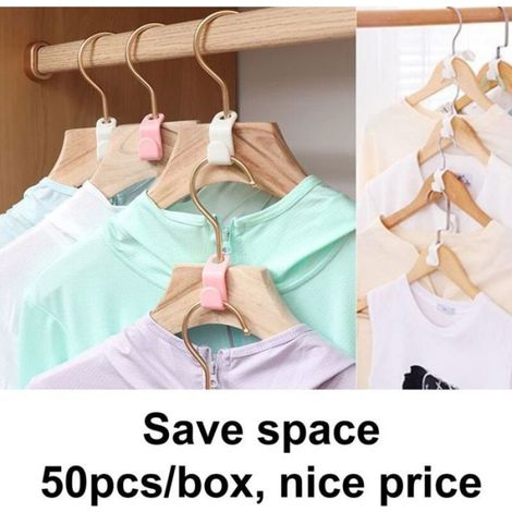 50 ou 100 crochets pour cintres à pinces en plastique, gain de place, cintres de penderie, gain de place (1/3)
