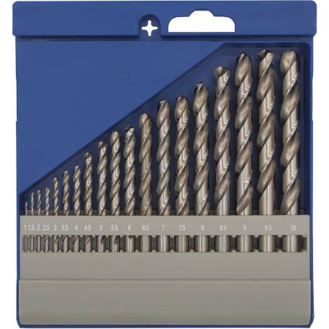 Set 19 punte per trapano HSS-G Rettificata elicoidali ferro misure da 1 a 10mm (1/4)