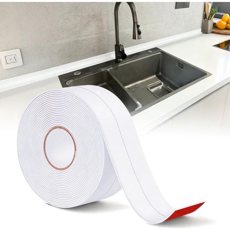 Joint Salle de Bain, 60 mm X 14 m, Bande Etancheite Douche, Plinthe Souple Autoadhésive Blanc - pour les Comptoirs de Evier Cuisine, Salle de Bains, Salon - Anti-Moisissure (1/5)