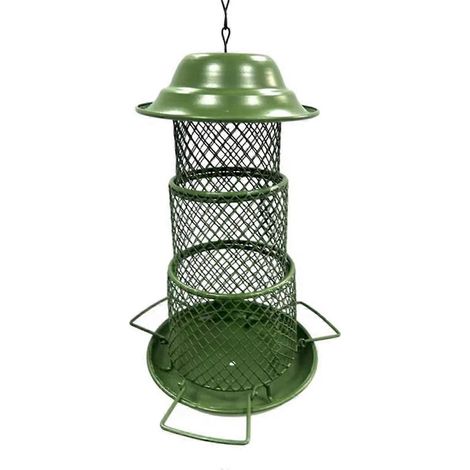Mangeoire à oiseaux extérieure en métal, portable, télescopique et suspendue, avec plateau anti-écureuils, pour animaux de compagnie, ronde. (1/5)