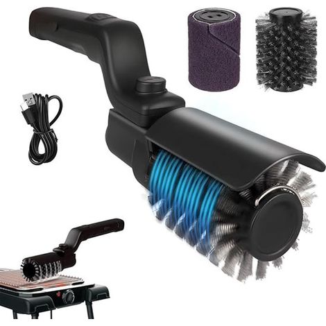 Cepillo eléctrico para parrilla，Cepillo de acero inoxidable para parrilla y placa de barbacoa，Cepillo de limpieza ajustable de 180° (1/5)
