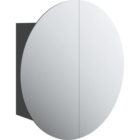 Armoire de salle de bain miroir rond et LED Noir 47x47x17,5 cm