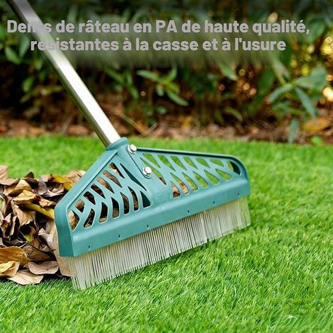 Râteau à Gazon Artificiel avec poignée en Acier de 81,3 à 155,3 cm râteau à Gazon Artificiel Brosse à Gazon pour Nettoyer Les Poils d'animaux Les Grandes Feuilles mortes et (1/3)