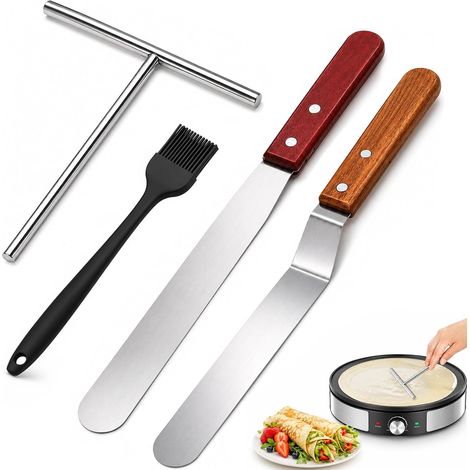 Lot de 3 distributeurs de crêpes, spatules à crêpes en acier inoxydable avec 2 spatules, accessoires pour la maison, la cuisine, la pâtisserie, les outils de cuisson (1/5)